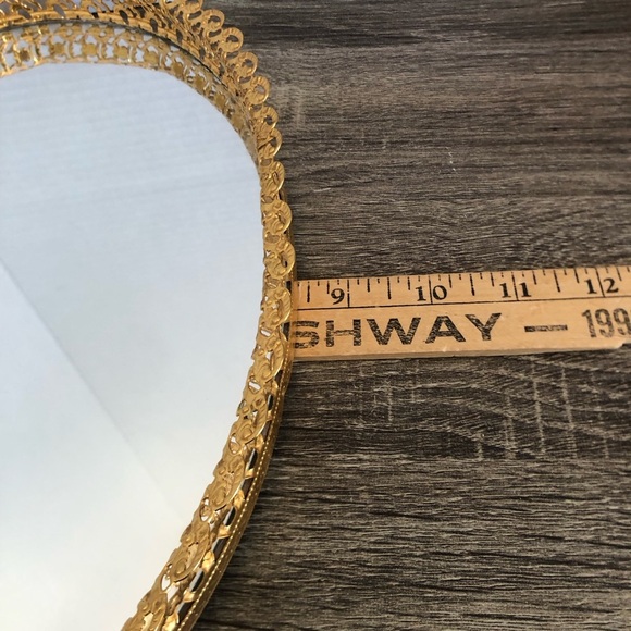 Vtg Ornate Gold Mirrored Vanity Tray - Picture 8 of 13
